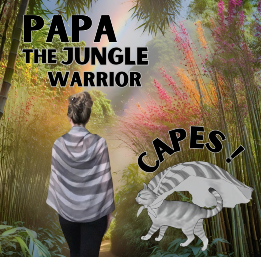 Papa the Jungle Warrior %100 Silk Cape tie - on 36x36 inches includes shipping